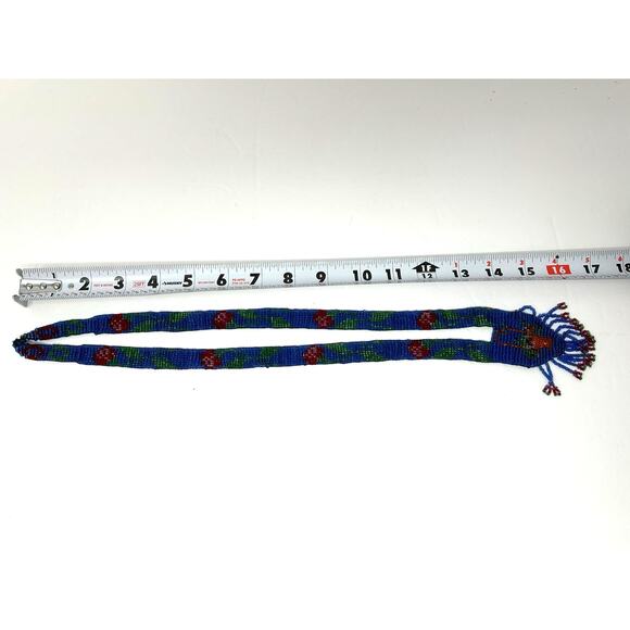 VTG Costume Jewelry Necklace Micro Glass Beads Floral Geometric Boho Hippie - Picture 4 of 6